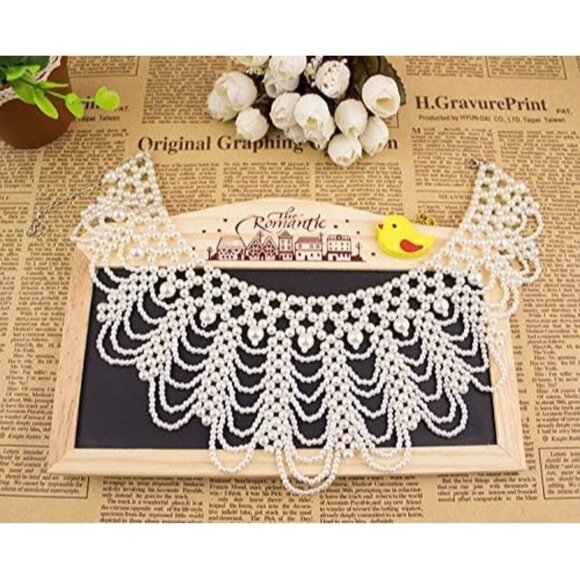 Somimi Dissent Collar Necklace, Detachable Pearl Beaded Choker Feminist Jewelry - Picture 5 of 7